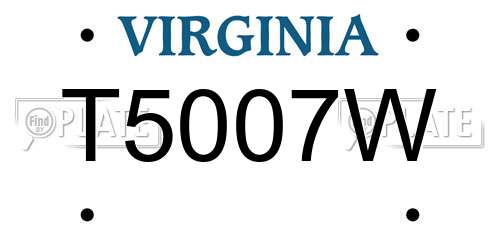 T5007W Virginia License Plate