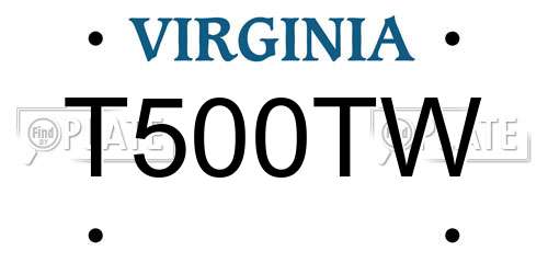 T500TW Virginia License Plate