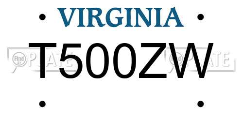 T500ZW Virginia License Plate
