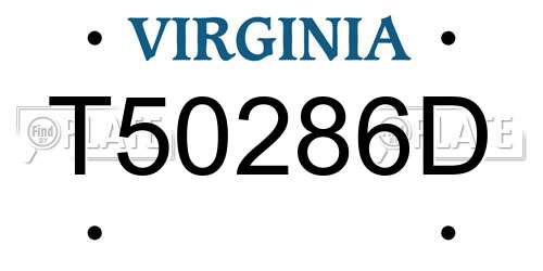 T50286D Virginia License Plate