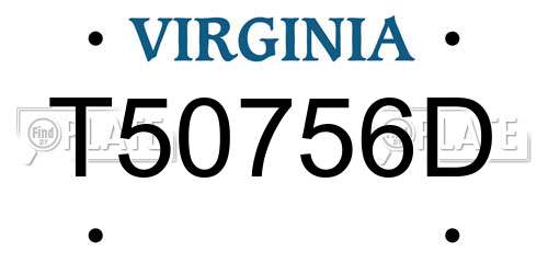 T50756D Virginia License Plate