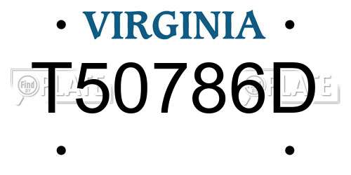 T50786D Virginia License Plate