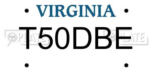 T50DBE Virginia License Plate