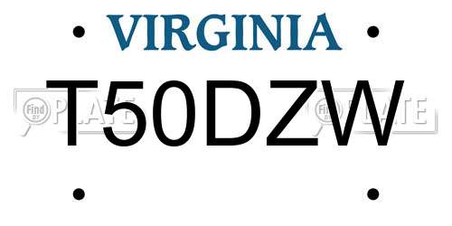 T50DZW Virginia License Plate