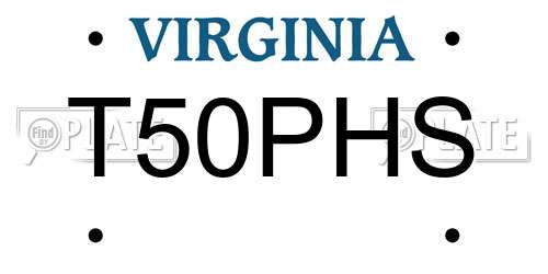 T50PHS Virginia License Plate