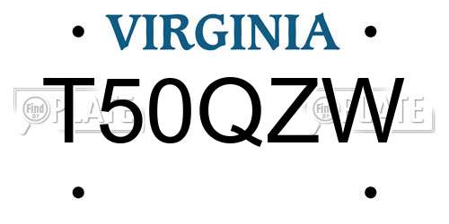 T50QZW Virginia License Plate