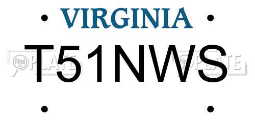 T51NWS Virginia License Plate