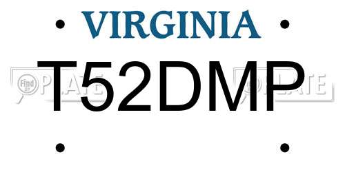 T52DMP Virginia License Plate