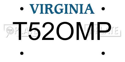 T52OMP Virginia License Plate
