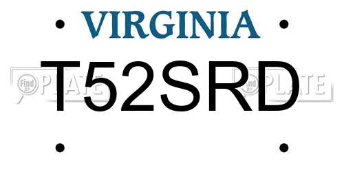 T52SRD Virginia License Plate