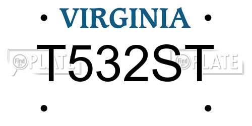 T532ST Virginia License Plate