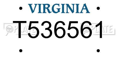 T536561 Virginia License Plate
