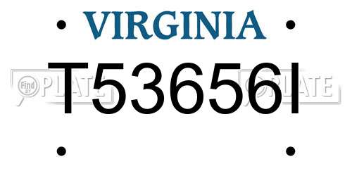 T53656I Virginia License Plate