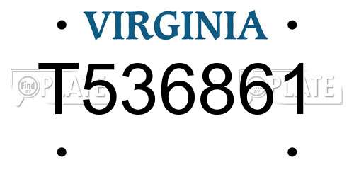 T536861 Virginia License Plate