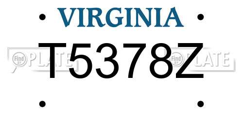 T5378Z Virginia License Plate