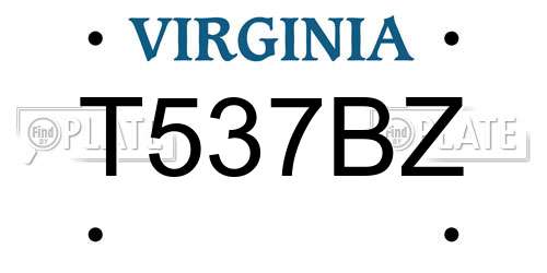 T537BZ Virginia License Plate