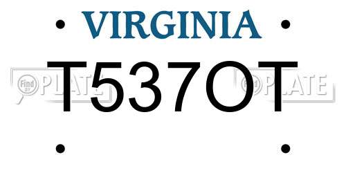 T537OT Virginia License Plate