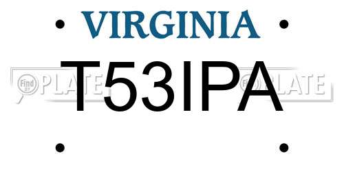 T53IPA Virginia License Plate