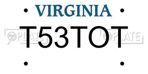 T53TOT Virginia License Plate