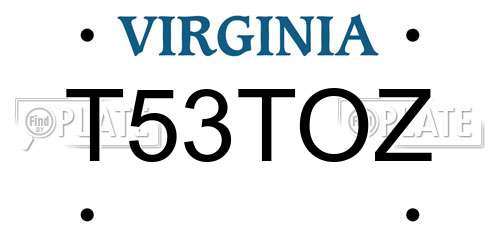 T53TOZ Virginia License Plate