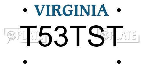 T53TST Virginia License Plate