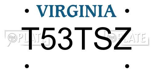 T53TSZ Virginia License Plate