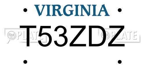 T53ZDZ Virginia License Plate
