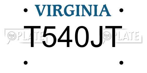 T540JT Virginia License Plate