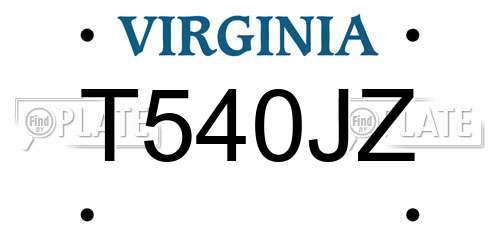 T540JZ Virginia License Plate