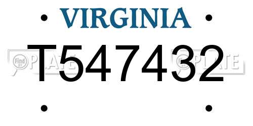 T547432 Virginia License Plate