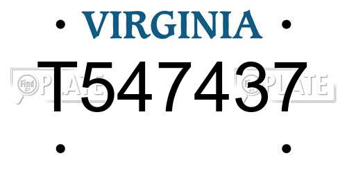 T547437 Virginia License Plate