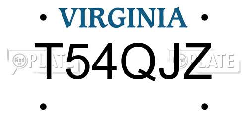 T54QJZ Virginia License Plate