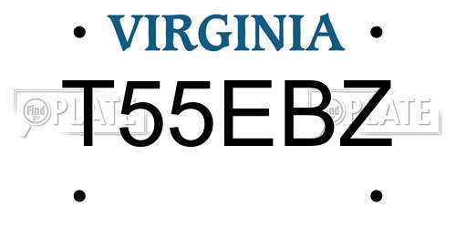 T55EBZ Virginia License Plate