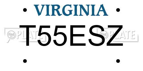 T55ESZ Virginia License Plate