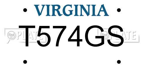 T574GS Virginia License Plate