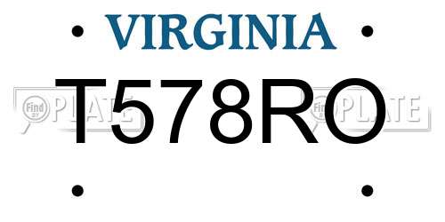 T578RO Virginia License Plate