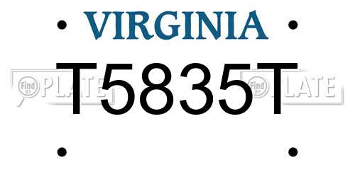 T5835T Virginia License Plate