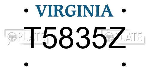 T5835Z Virginia License Plate