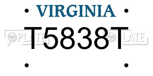 T5838T Virginia License Plate