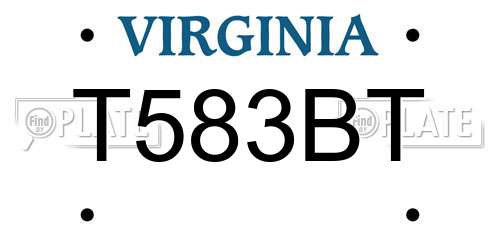 T583BT Virginia License Plate