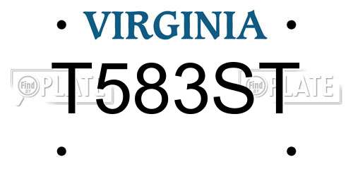 T583ST Virginia License Plate