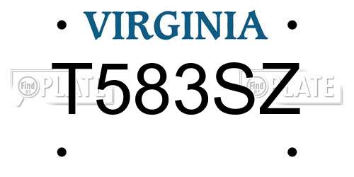 T583SZ Virginia License Plate