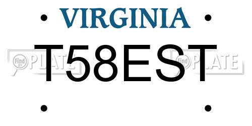 T58EST Virginia License Plate