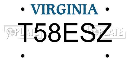 T58ESZ Virginia License Plate