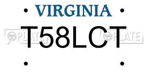 T58LCT Virginia License Plate