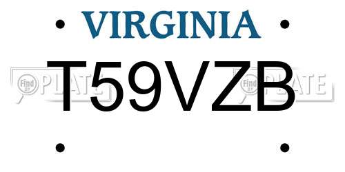 T59VZB Virginia License Plate