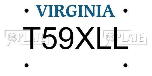 T59XLL Virginia License Plate