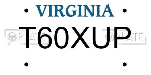 T60XUP Virginia License Plate