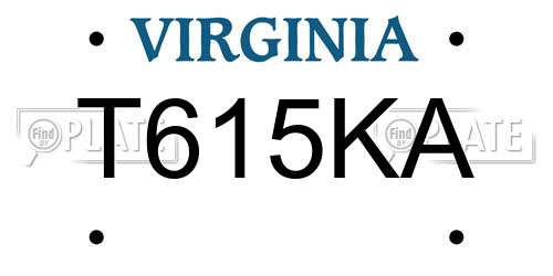 T615KA Virginia License Plate