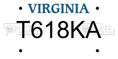 T618KA Virginia License Plate